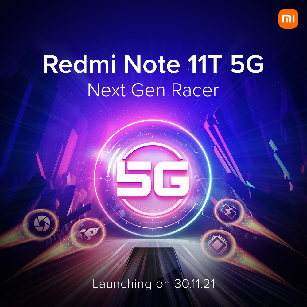 Redmi Note 11T 5G 官宣:將于 11 月 30 日在印度推出