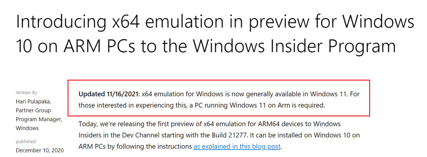 微軟 Windows x64 仿真正式推出，只支持 Win11 ARM