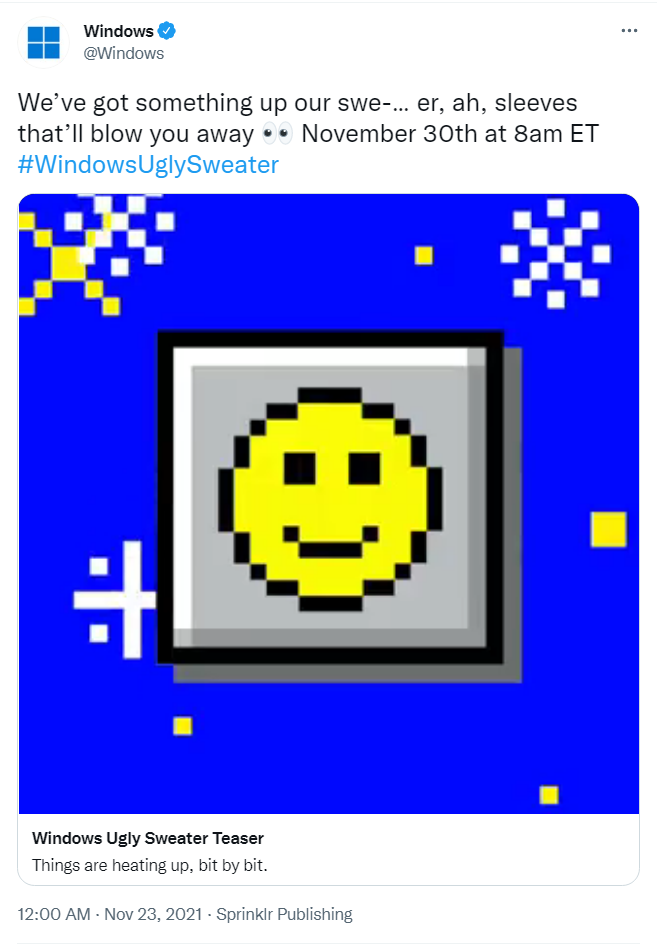 微軟:2021 年度 Windows 丑陋毛衣將于 11 月 30 日推出