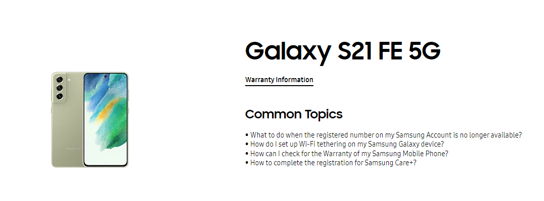 三星 Galaxy S21 FE 官方渲染圖公布，已出現(xiàn)在網(wǎng)站支持頁(yè)面