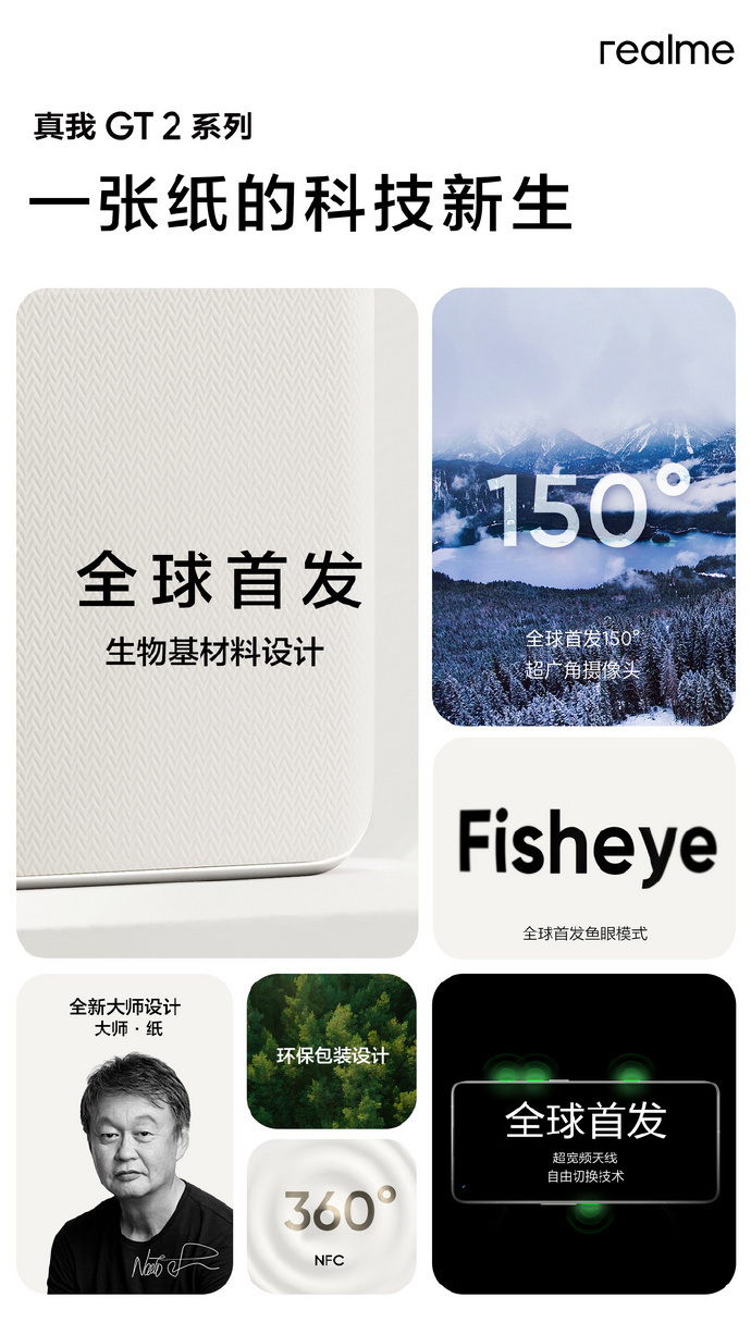 realme 真我 GT2 / Pro 系列全球首發(fā)三大科技：生物基材料、150&#176; 超廣角鏡頭、全速天線矩陣系統(tǒng)