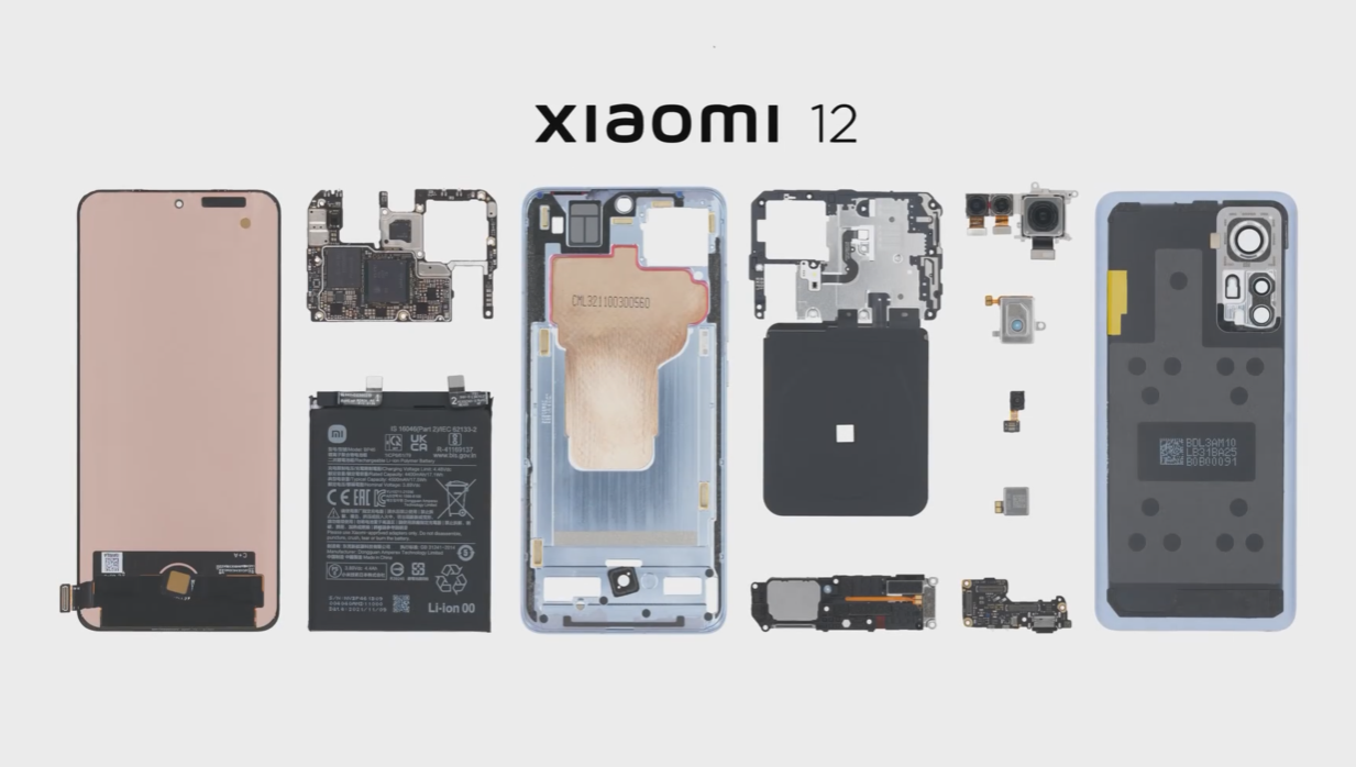 小米 12 官方拆解視頻公布：索尼 IMX766、全新一代驍龍 8 移動平臺、新一代鈷酸鋰材料電池…