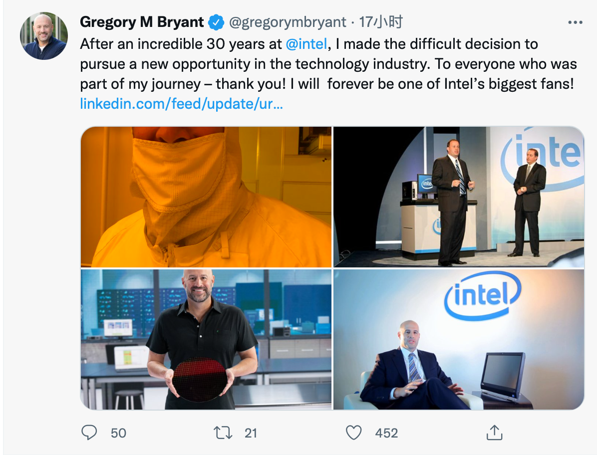 30 年老將 Gregory Bryant 告別英特爾：永遠(yuǎn)是 Intel 最大粉絲