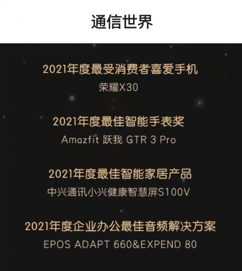 榮耀X30高品質(zhì)再獲權(quán)威認(rèn)可，斬獲“2021年度最受消費(fèi)者喜愛手機(jī)”獎(jiǎng)
