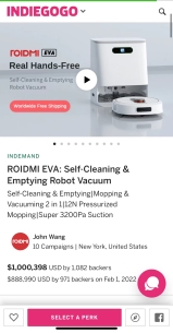 睿米EVA真全能掃拖機(jī)器人海外眾籌突破百萬(wàn)美元即將亮相2022AWE家居盛典！
