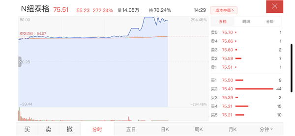 新能源汽車概念股 N紐泰格上市首日大漲295% 觸發(fā)二次臨停