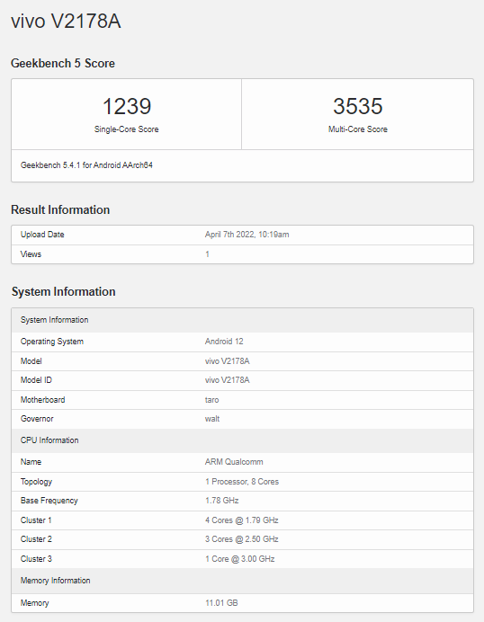 vivo X Fold 現(xiàn)身 Geekbench：搭載驍龍 8 Gen 1，擁有 12GB 內(nèi)存
