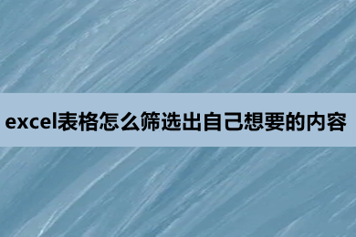 excel表格怎么篩選出自己想要的內(nèi)容 excel表格怎么篩選出符合條件的數(shù)據(jù)